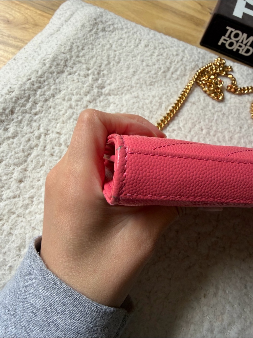 Saint Laurent Pink Cassandre Wallet on Chain Envelope Crossbody - Picture 5 of 16